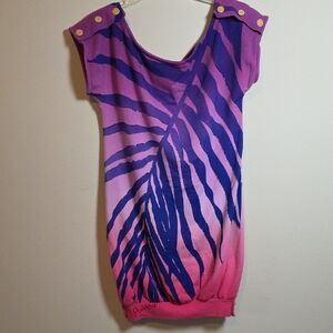 Vintage Pastry Purple and Pink Mini Dress W/bugle Beads.